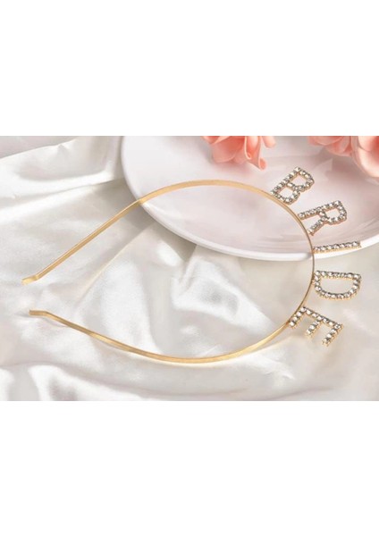 Bfs Altın Gold Renk Bekarlığa Veda Kristal Taş Bride Tacı Ithal 16X10 cm fırsatları