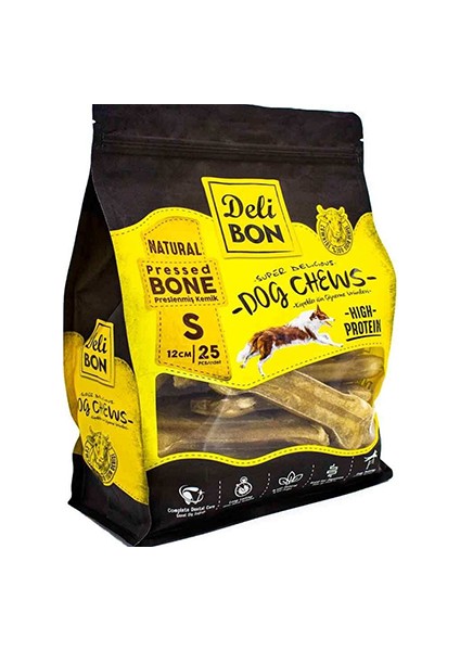 Delibon Deri Press Köpek Kemik 12 cm 25 Li Paket Natural