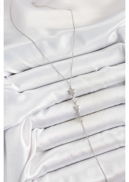 Bfs Pirinç Zirkon Taşlı Sıralı Yıldız Figürlü Y Model Gümüş Renk Kadın Kolye fiyatları