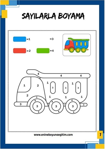 Çocuklar Için Sayılarla Boyama Seti (12 Kalem Hediyeli) fiyatları