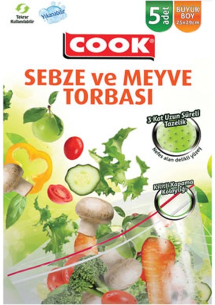 Sebze ve Meyve Torbası 5'li 3 Adet