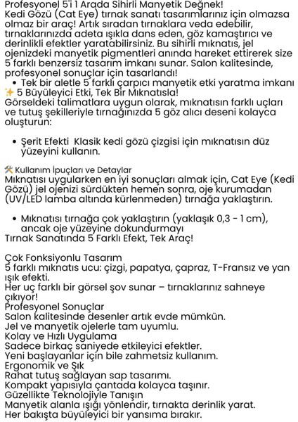 5 Etkili Cat Eye Oje Mıknatısı Seti - Profesyonel Kedi Gözü Manyetik Jel Oje Tasarım Aracı 722289