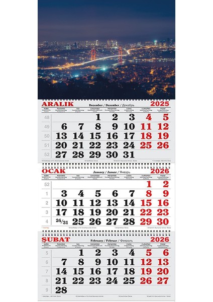 2026 Yılı Gemici Takvimi ---Istanbul Gece Işıkları