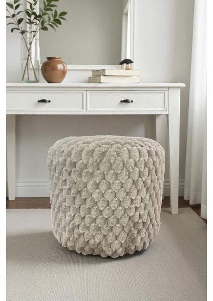 Mılano Yumuşak Rabbit Kumaş (Tavşan Tüyü) Silindir Puf – Modern ve Konforlu Dekoratif Oturma Bench