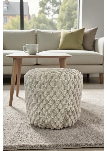 Mılano Yumuşak Rabbit Kumaş (Tavşan Tüyü) Silindir Puf – Modern ve Konforlu Dekoratif Oturma Bench modelleri