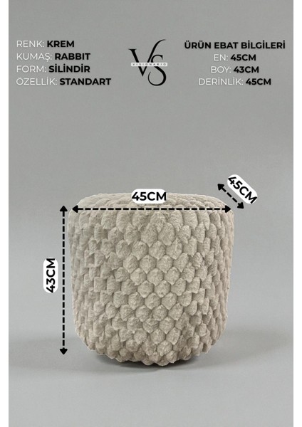 Mılano Yumuşak Rabbit Kumaş (Tavşan Tüyü) Silindir Puf – Modern ve Konforlu Dekoratif Oturma Bench fırsatları