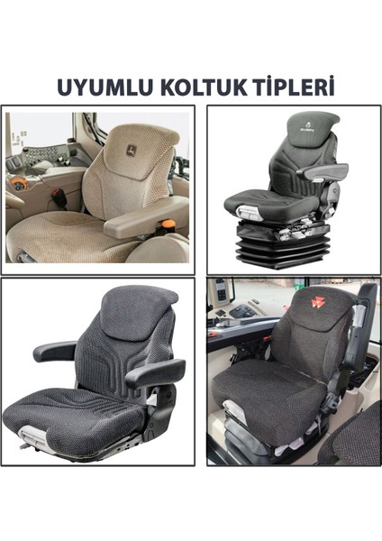 Yeni Tip - John Deere Kabinli Traktör Koltuk Kılıfı-3 Parça- Yeşil Deri- BK3-109-YENI fiyatları