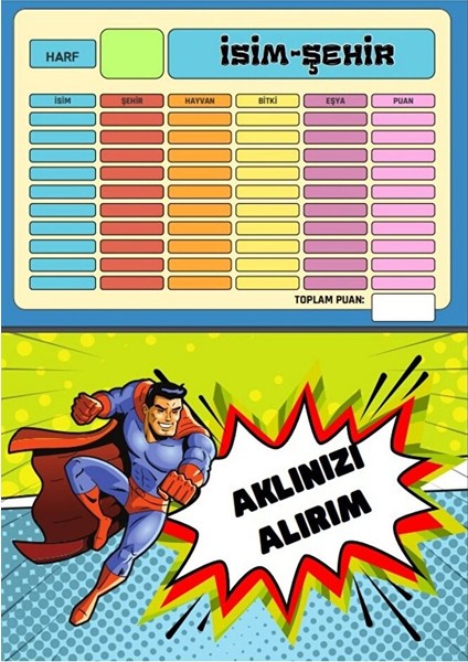 Isim-Şehir Oyunu Yaz-Sil (Pvc Kaplı)