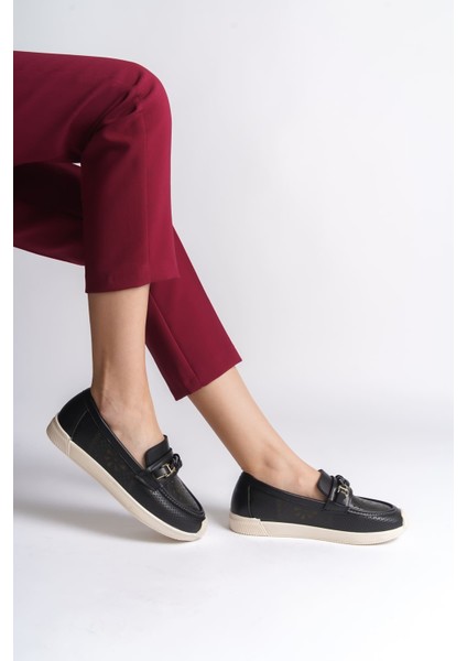 Lızy Bağcıksız Ortopedik Rahat Taban Çiçek Desenli Kadın Babet Ayakkabı Ckt - Siyah fiyatları