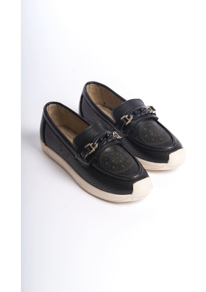 Lızy Bağcıksız Ortopedik Rahat Taban Çiçek Desenli Kadın Babet Ayakkabı Ckt - Siyah modelleri