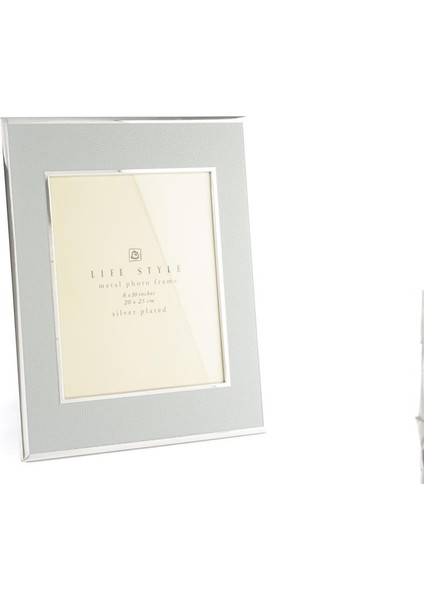 Mavi Gümüş Deri Çerçeve 20X25CM