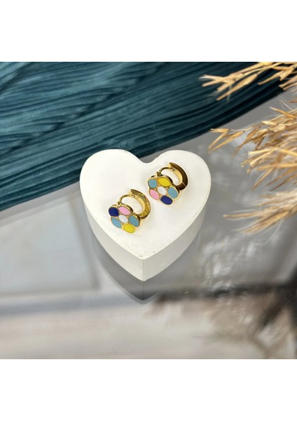 Renkli Papataya Çelik Çocuk Küpesi