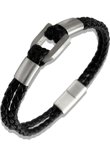 ARS183 Erkek Deri Çelik Bileklik