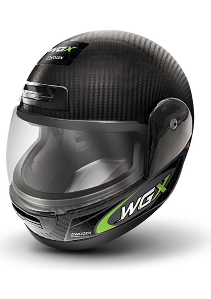Fullface Kask Karbon Siyah-Yeşil (L)