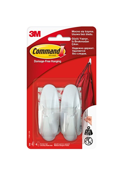 4 Adet Command™ 17081-CEE Orta Boy Askı
