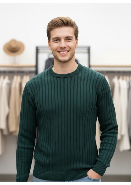 Nefti Standart Fit Bisiklet Yaka Triko Kazak