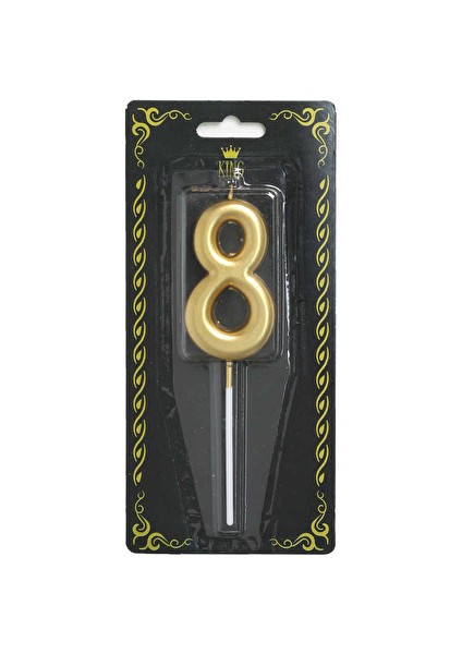 3 Adet Rakam Mum 8 Numara Altın