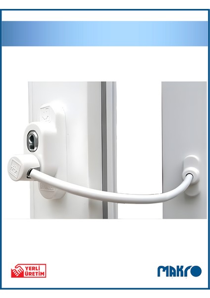 Penkid Çelik Halatlı Pvc Pencere Emniyet Çocuk Güvenlik Kilidi Beyaz