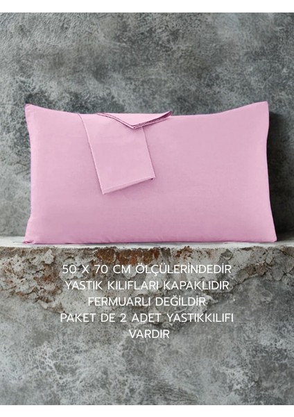 Pamuklu Düz Kumaştan Kapaklı Yastık Kılıfı 2 Adet