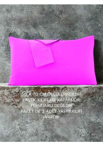 Pamuklu Düz Kumaştan Kapaklı Yastık Kılıfı 2 Adet