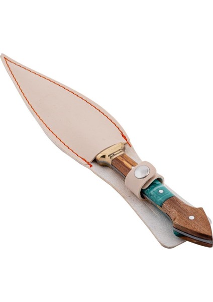 Çift Ağızlı Çerkez Bıçağı - Deri Kılıflı - Epoksi Sap - Büyük - Mavi modelleri