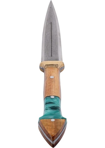Çift Ağızlı Çerkez Bıçağı - Deri Kılıflı - Epoksi Sap - Büyük - Mavi indirimleri