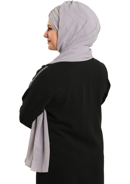 Gri Pratik Hazır Geçmeli Bone Şal Şifon Drapeli 2507_15 fırsatları