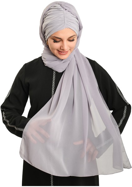 Gri Pratik Hazır Geçmeli Bone Şal Şifon Drapeli 2507_15 indirimleri