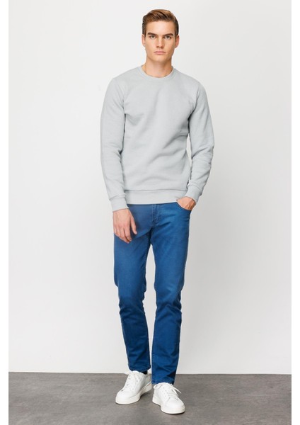 Erkek A.gri Bisiklet Yaka Sweatshirt