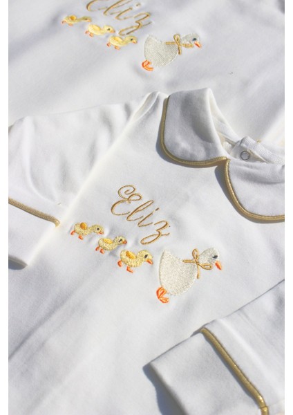 Civciv Nakış Isme Özel 6'lı Yenidoğan Set %100 Pamuk Tulum Battaniye Yastık Şapka Puset Örtü Eldivn modelleri