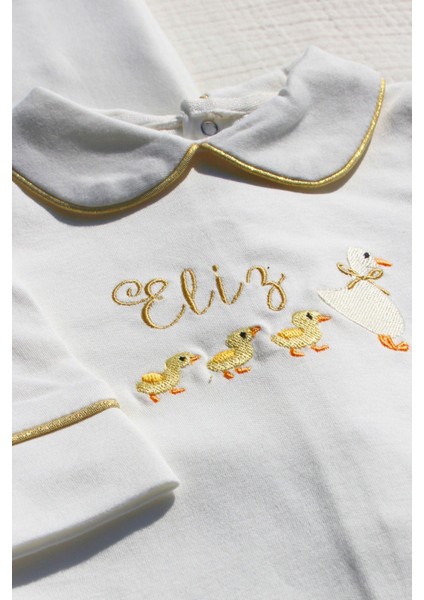 Civciv Nakış Isme Özel 6'lı Yenidoğan Set %100 Pamuk Tulum Battaniye Yastık Şapka Puset Örtü Eldivn fırsatları