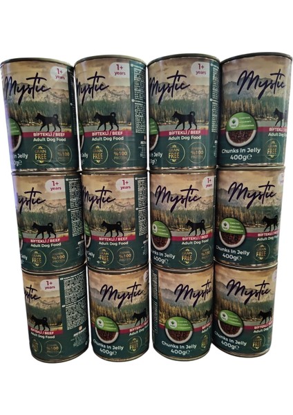 Mystic Köpek Konserve Biftekli 400 gr (12 Adet )