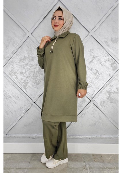 Kadın Düğme Detaylı Tesettür Takım