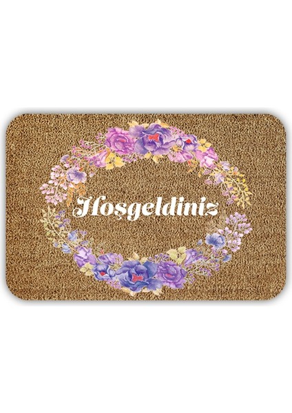 Kelebek Home Hoşgeldiniz Mor Güller Temalı Iç-Dış Kapı Önü Paspası fiyatları