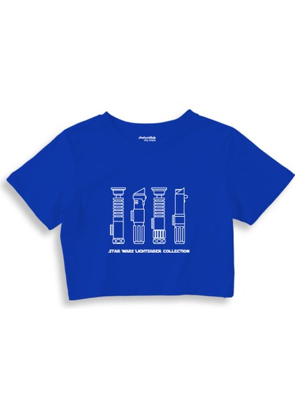 Star Wars Lightsaber Collection Crop Tişört - Mavi