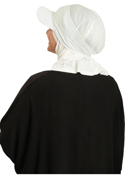 Krem Pratik Hazır Geçmeli Şapkalı Tesettür Eşarp Viskon Düz 2513_40 fırsatları