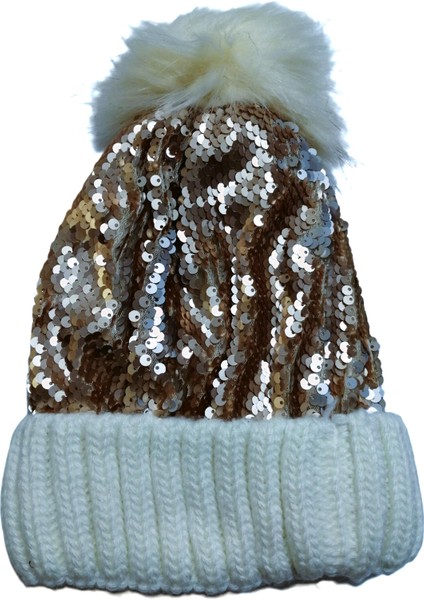 Kadın Pullu Işıltılı Ponponlu Triko Örgü Bere Standart fiyatları