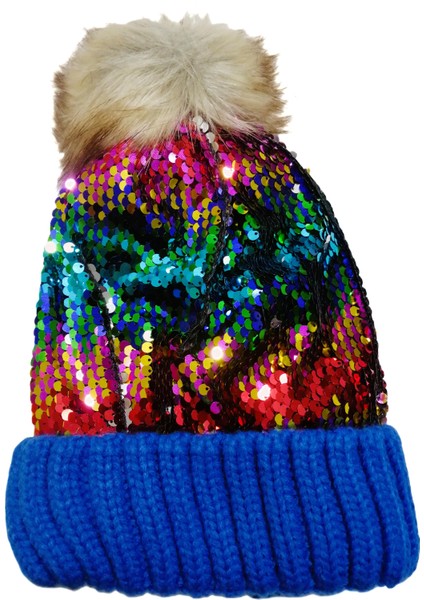 Kadın Pullu Işıltılı Ponponlu Triko Örgü Bere Standart fiyatları