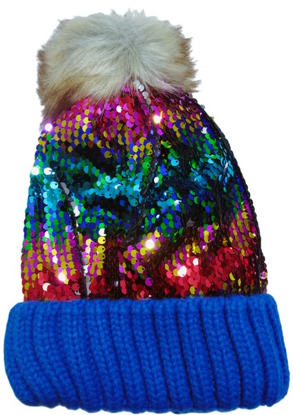 Kadın Pullu Işıltılı Ponponlu Triko Örgü Bere Standart modelleri