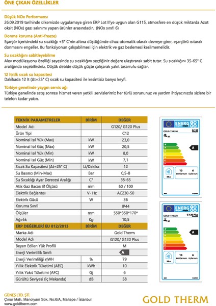 G120 Plus Hermetik Şofben indirimleri