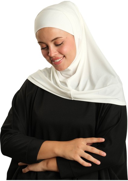 Krem Pratik Hazır Geçmeli Boru Boneli Ikili Tesettür Eşarp Sandy Düz 2501_40 modelleri