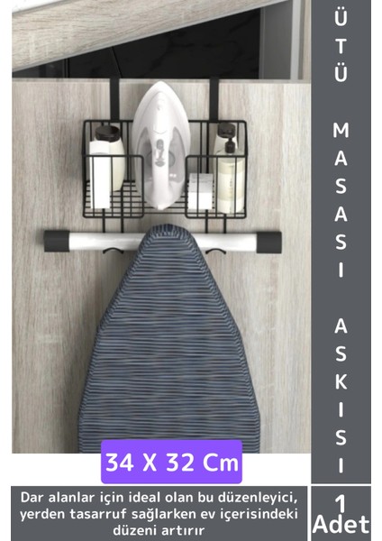 Montaj Gerektirmez Dayanıklı Yer Tasarruflu Kapı Arkası Pratik Kullanım Ütü Masası Asma Aparatı