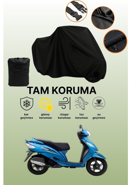Siyah Tvs Wego Uyumlu Motor Branda, Koruyucu Örtü, Motosiklet Brandası