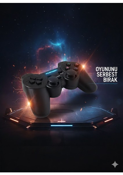 pl-2596 usb gamepad oyun kolu pc, laptop, ps3 uyumlu, ergonomik rubber kaplama analog joystick