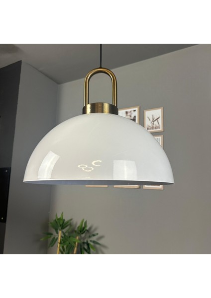 Linate Beyaz Eskitme Kilit Kafa Başlık Avize Tekli Sarkıt Salon Kuaför Dekoratif Aydınlatma