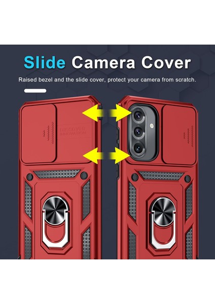 Samsung Galaxy A26 Uyumlu Ekran Koruyucu Kılıf Sürgülü Yüzüklü Standlı Darbe Emici Tank Kapak modelleri