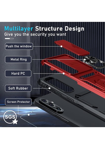 Samsung Galaxy A26 Uyumlu Ekran Koruyucu Kılıf Sürgülü Yüzüklü Standlı Darbe Emici Tank Kapak fırsatları