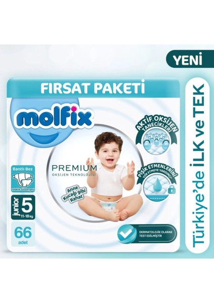 Molfix Premium Bebek Bezi Ultra Fırsat Paketi 5 Beden 11-18 kg 66 Adet
