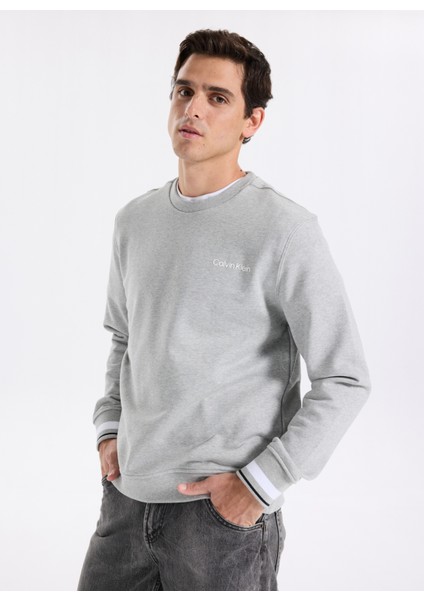 Bisiklet Yaka Gri Erkek Sweatshırt LVGMF5W312P7A Sweat Top Pullover