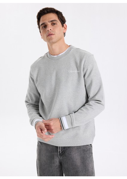 Bisiklet Yaka Gri Erkek Sweatshırt LVGMF5W312P7A Sweat Top Pullover modelleri
